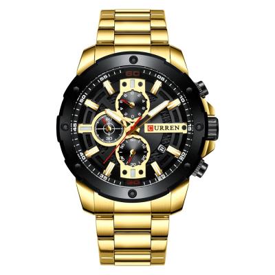 China CURREN Six-hand Waterproof Men's Watch Men's Steel Band Calendar Watch Quartz Watch for sale