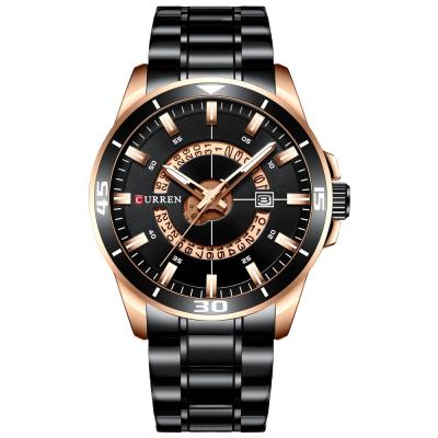 China CURREN Automatic Date Men's Quartz Steel Band Business Waterproof Watch for sale