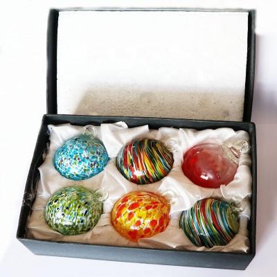 China Blown Glass Globe Diameter 6cm Crystal Dreamlike Dots Marbles Toys Eco-Friendly Handmade Christmas 6 Set Ornaments Hollow Glass Ball for sale