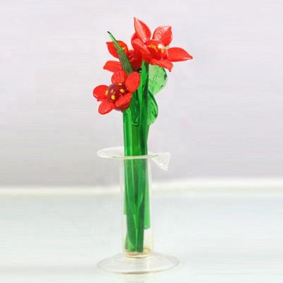 China Beautiful Lampwork Handmade Small Red Glass Vase Flower To Europe for sale