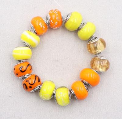 China Glow in the Dark Orange Series 10*14mm Big Hole Rondelle Bead Crystal Lampwork Glass Glow in the Dark Big Hole Gemstone Beads for sale