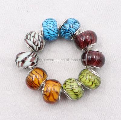 China Fit European Charm Bracelet Handmade Murano Lampwork Big Hole Glass Animal Print Beads Fit European DIY Charm Bracelet Accessories Wholesale for sale