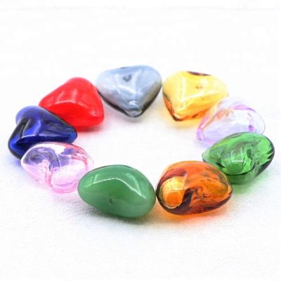 China Wholesale Mini Aromatherapy Repellent Blown Glass Heart Cavity Liquid Diffuse Container Essential Oil Beads With Pinhole For Aroma Fragrance Smell Magic Metal Alloy Jewelry Necklace Pendant for sale