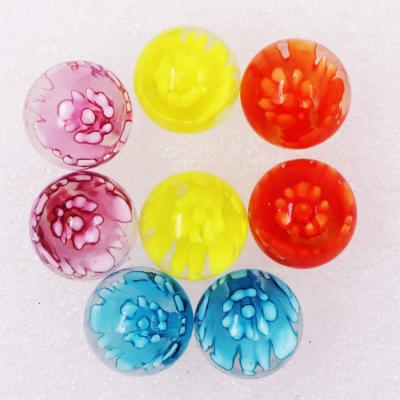 China Toys 16mm Blown Glass Pebble Mosaic Tile Flower Glass Marble Lampwork Mixed Ball for sale