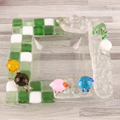 China Eco-friendly Mosaic Stained Animal Figurines Cartoon Figurines Colorful Murano Art Deco Glass Window Candle Holder Antique Decorative Tray Ashtray for sale