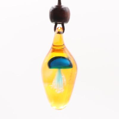 China Blue Jellyfish Amber Teardrop Charm Pendant Necklace Fashion Lampwork Jewelry Arts Handmade Beaded Burl Scarf Pendant for sale