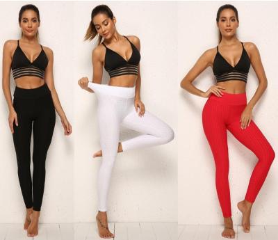 China Breathable Yoga Leggings High Waist Yoga Pants Tummy Control Workout Butt Lifting Jacquard Stretch Leggings for sale