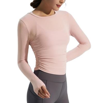 China 2022 Breathable Yoga Long Sleeves Top Active Wear Gym Fitness Sport Breathable T-Shirt For Women for sale