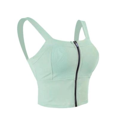 China 2022 New Yoga Sports Bra Front Zip Yoga Top Workout Yoga Tank Top Full Face Breathable Top for sale