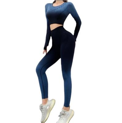 China Ombre Colors Breathable Unique Yoga Set Tight Fitness Yoga Leggings Gym Sport Wear Gym Clothes for sale