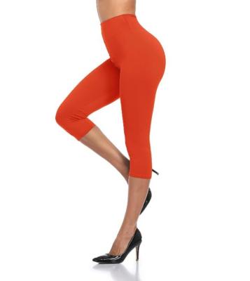 China Breathable Capri Leggings for Women High Waist Pants Solid Color Soft Tummy Control Yoga Pants Workout Tights for sale