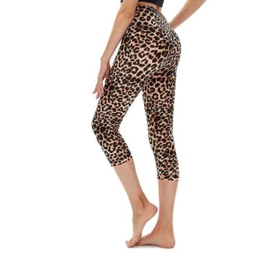 China Breathable Women's High Waisted Leggings Fashion Printed Capri Stretch Tummy Control Butter Soft Cropped Pants for sale