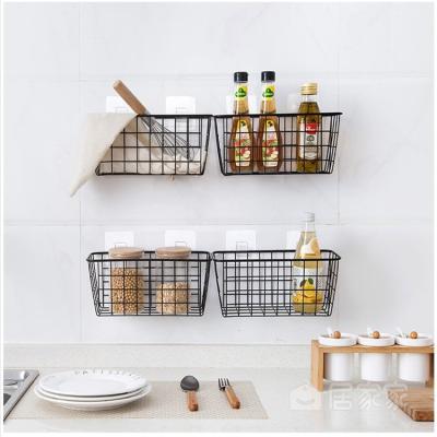 China Viable No Drilling Wall Hanging Mounted Metal Wire Lockers With Wall Hooks Kitchen Organization And Storage Free Hanging Fruit for sale