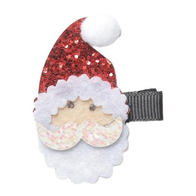 China Cute European and American Style Gold Glitter Snowman Bow Hairpin Christmas Hair Clip for Girls Kids Party Hair Accessories for sale