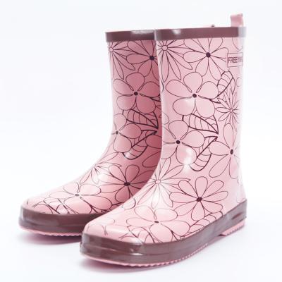 China Durable Flower Waterproof Decorative Wholesale Lady Printing Rubber Rain Boots for sale