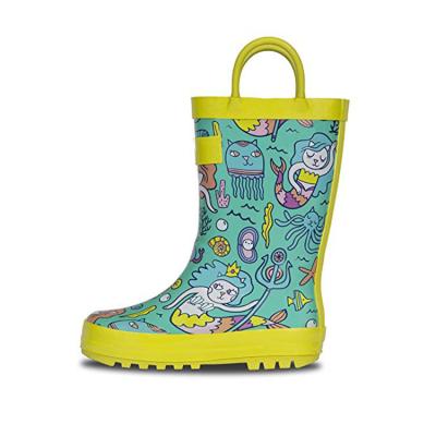 China Decorative Durable Children's Natural Rubber Raincoat with Easy Handles for Little Kids Girls Toddler Rain Boots for sale