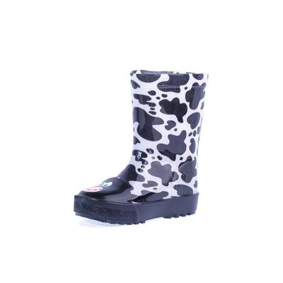 China Lovely Waterproof Decorative Durable Kids PVC Rain Boot Cow Printed Striping Boots For Cheap Lightweight Waterproof Anti-skid Shoes Wholesale Popular for sale