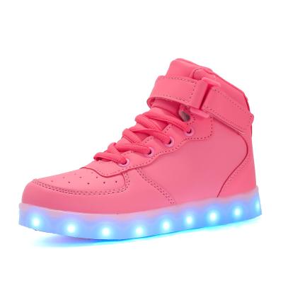 China New Flat Wholesale Fashion USB Charger Running Rechargeable Logo LED Light Shoes Custom Kids for sale