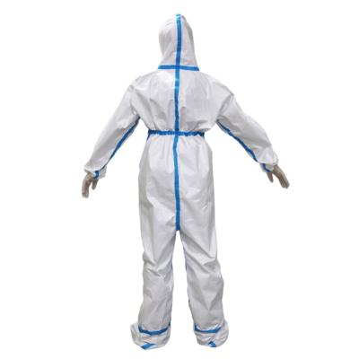 China Protective Microporous Nonwoven Chemical White Disposable Coveralls With Reflective Tape for sale