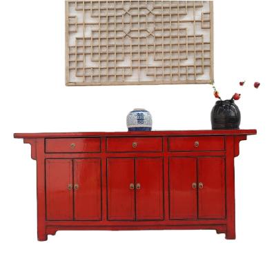 China (Size) Chinese Red Cabinet Adjustable Shiny Popular Selling Antique Furniture Chinese Red Cabinet High Antique Sideboard for sale