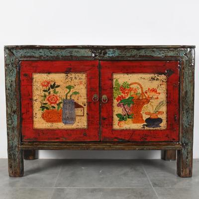 China Chinese antique reproduction high gloss hand painted solid wood living room cabinets for sale