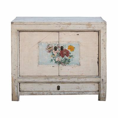 China 2020 New Design European Chinese Soft Color Antique Furniture Dry Paint Cabinet For Living Room for sale