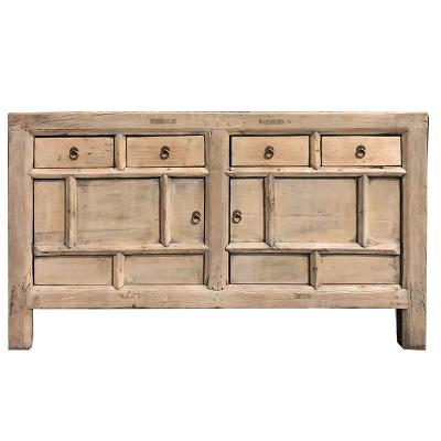 China (Size) Adjustable Chinese Antique Natural Elm Carving Long Sideboard Chest Drawers Wooden Sideboard for sale