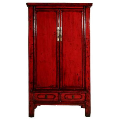 China Traditional Chinese Antique Two Door Two Drawer Shinning Red Cabinet Furniture for sale