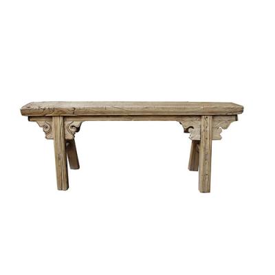 China Handmade Chinese Antique Natural Elm Vintage Style Reproduction Wood Bench for sale