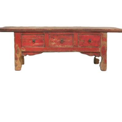 China (Size) Antique Three Drawer Tv Table Adjustable Chinese Living Room Coffee Table for sale