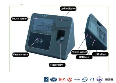 China Biometrict enfrenta o IP do sistema IR Camara TCP do controlo de acessos da identificação tela de toque de 4,3 polegadas à venda