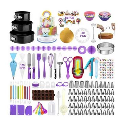 China 407pcs Disposable Baking Tool Kit for Cakes Turning Turntable Cake Decorating Consumables Lot for sale