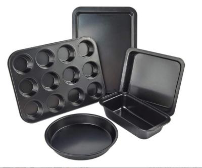 China Sustainable Non-Stick Bakeware Set 5 Pcs Baking Square Round Cake Pan Muffin Pan Frozen Bread Pan Cake Pan for sale