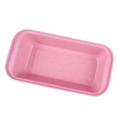 China Sustainable Carbon Steel Pink Rectangle Metal Bread Pan Oven Bread Bakeware Pool Non-Stick Cake Pan Cake Pan for sale