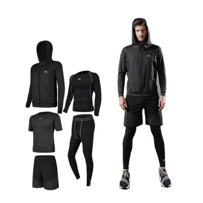 China Durable Men's Compression Pants Jacket Suit Gym Fitness 5Pcs Gym Workout Workout Outfits Running Fabrics for sale