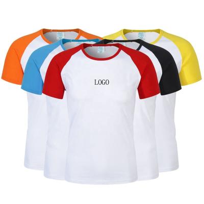 China Custom Anti-wrinkle YS0209C LOGO Cheap Promotional T-shirts adults and kids pair two color raglan t-shirt for kids for sale