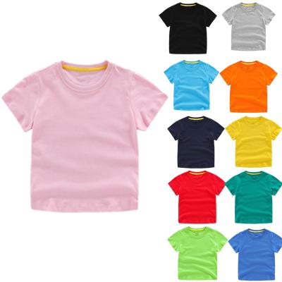 China Custom Round Neck Logo Printing Plain Blank White 100% Kids T-shirt Cotton Kid Girl T-shirts With Private Label for sale