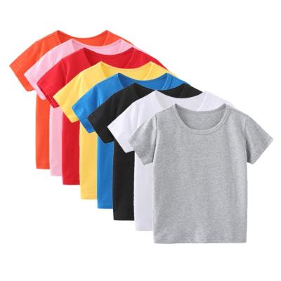 China 2021 Summer Kids Cotton T-shirts All-match Breathable Custom Made T-shirt Solid Comfortable Simple Casual T-shirt Kids 100% T-shirt for sale