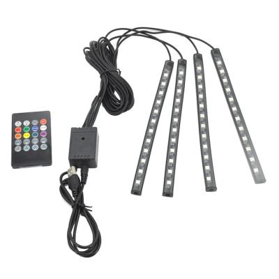 China 24 Keys Car USB LED RGB Easy Remote Control Atmosphere Auto Interior Styling Decorative Strip Lights for sale