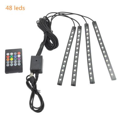 China 24 Strip Lights Easy Atmosphere USB LED RGB Light Car Music Keys Auto Neon Decor Interior Lighting Easy Ambient Strip Lights for sale