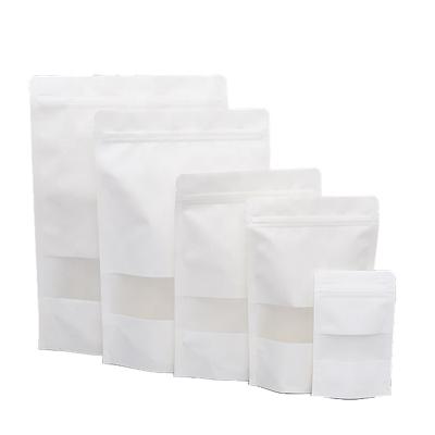 China Recyclable White Kraft Paper With Zipper Plastic Bag And Kraft Stand Up Pouch for sale