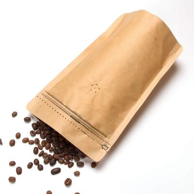 China Wholesale Disposable 125g Stand Up Kraft Paper Coffee Packaging Bag With Side Valve And Zipper Coffee Bag for sale