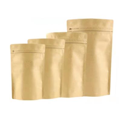 China Competitive Price China Factory Recyclable Kraft Paper Stand Up Pouch Bags For Coffee Or Tea With Valve And Zipper for sale