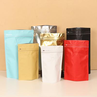 China Recyclable Freebie Price Kraft Paper Stand Up Pouch Bags For Coffee Or Tea Packaging With Valve And Zipper for sale