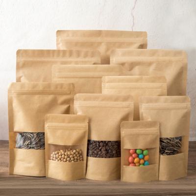 China China Chaozhou Recyclable Factory Favor Price Wholesale Brown Paper Kraft Stand Up Pouch Kraft Paper Bag With Window for sale