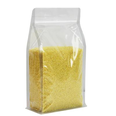 China Biodegradable Transparent Full Barrier PE Zipper Side Gusset Side Gusset Plate Rice Packaging Plastic Bag for sale