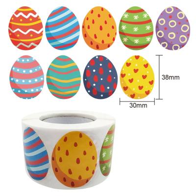 China Waterproof Happy Stickers 1.5inch Cake Baking Egg Rabbit Paper Labels Easter Party Gift Bag Box Envelope Seal Decor Easter Stickers for sale