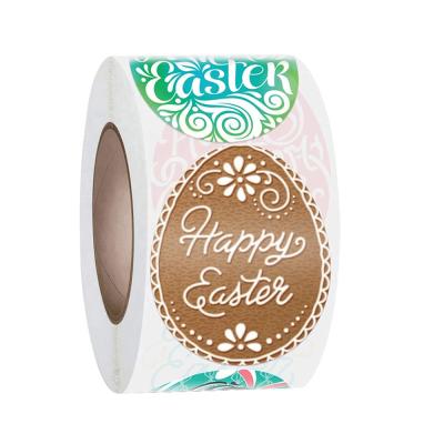 China Cute Happy Waterproof Egg Sticker Cake Sealing Baking Tags Easter Party Kids Gifts Bag Box Decor Kawaii Labels Easter Stickers for sale