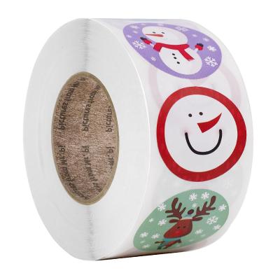 Chine Waterproof Christmas Gift Thank You Stickers Seal Labels Round 8 Designs Envelope Card Pack Scrapbooking Decor Merry Christmas Stickers à vendre