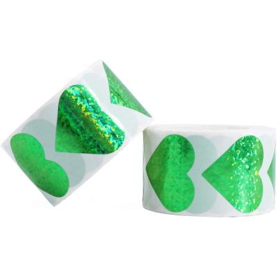 Chine Waterproof Green Laser Love Rainbow Sticker Heart Shape Scrapbooking Gift Wrapping Party Wedding Stationery Valentine's Day Stickers à vendre